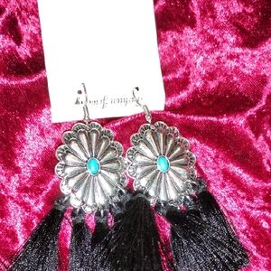 Silver and Turquoise Floral Earrings